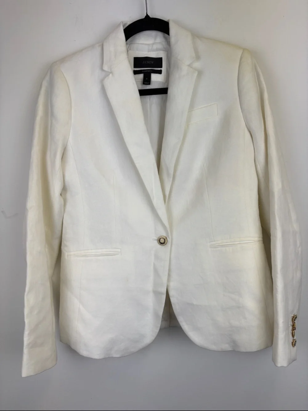 J. Crew Campbell Blazer White Linen Nautical Jacket Women's size 2